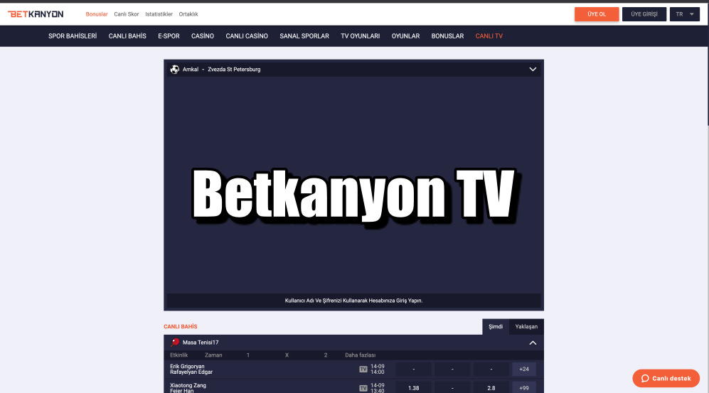 Betkanyon TV Canlı Maç İzle