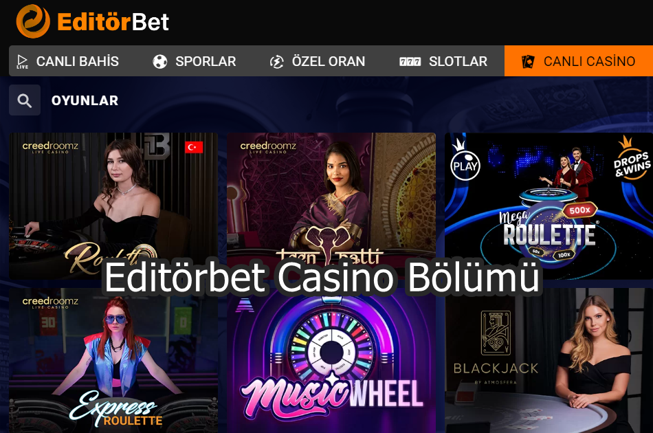 editorbet casino bölümü